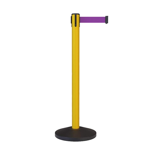 Montour Line Stanchion Belt Barrier Yellow Post 13ft.Purple Belt ES400-YW-PE-130 - main